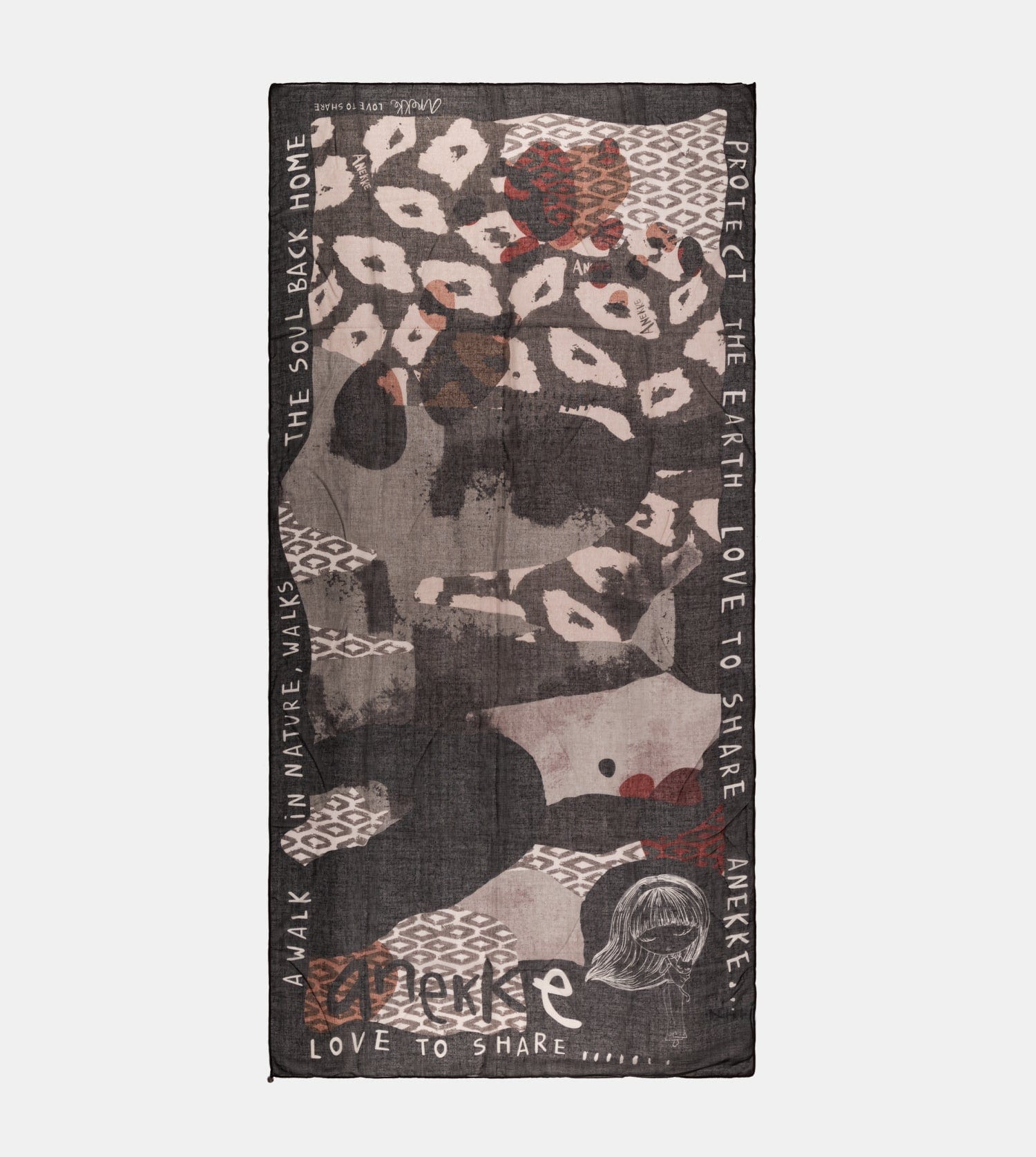 Black logomania scarf. – Anekke