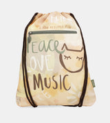 Peace & Love fabric drawstring backpack