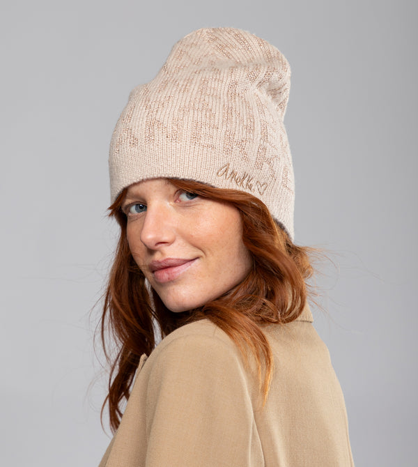 Beige Contemporary Wool Hat