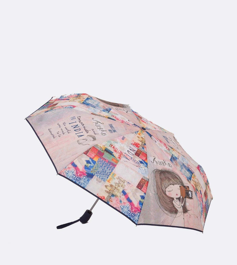 Brightly coloured automatic compact umbrella
