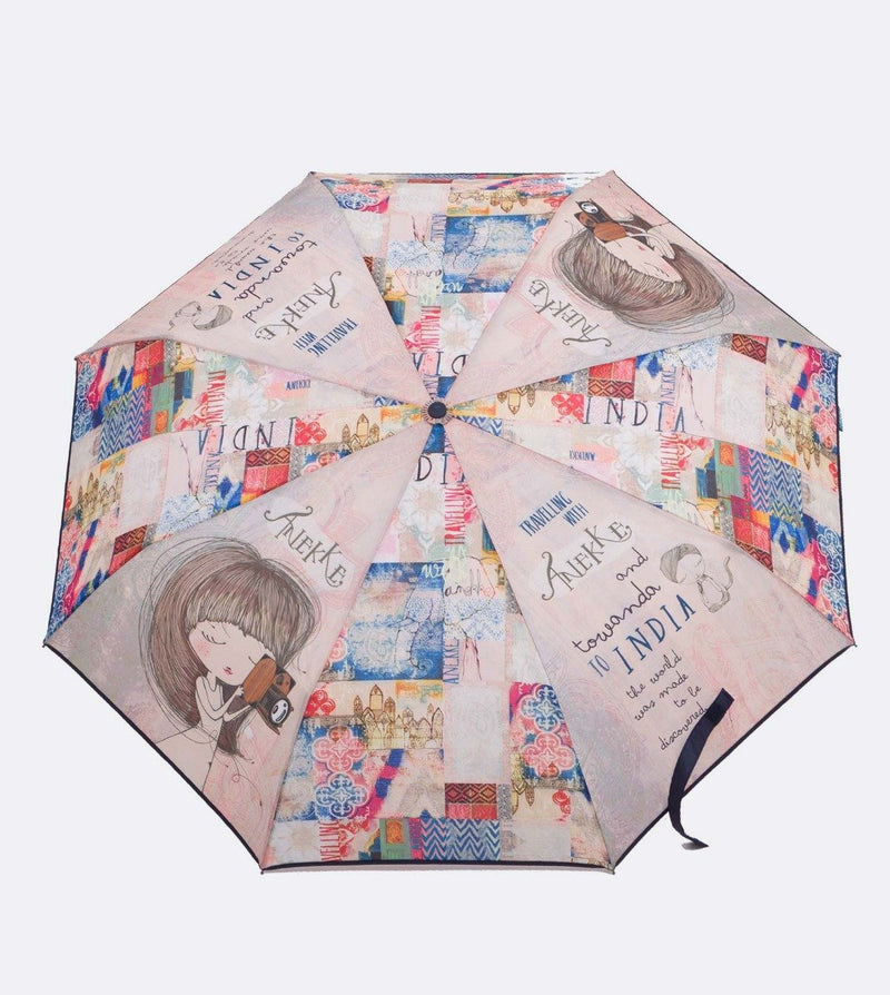 Brightly coloured automatic compact umbrella