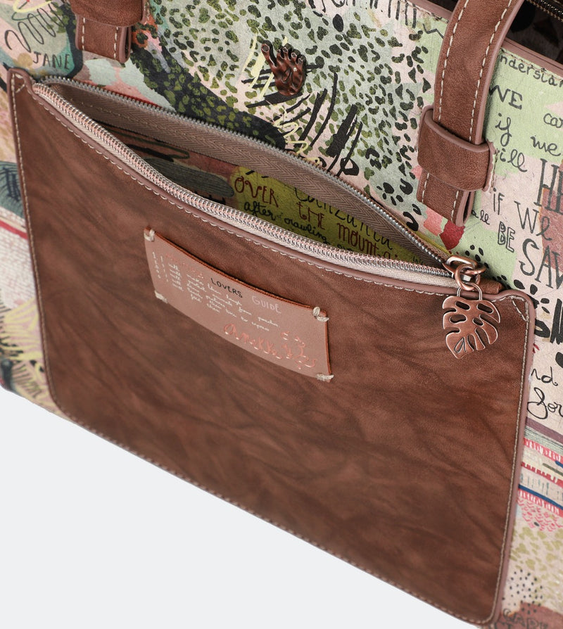 Jungle shopping bag with a front pocket