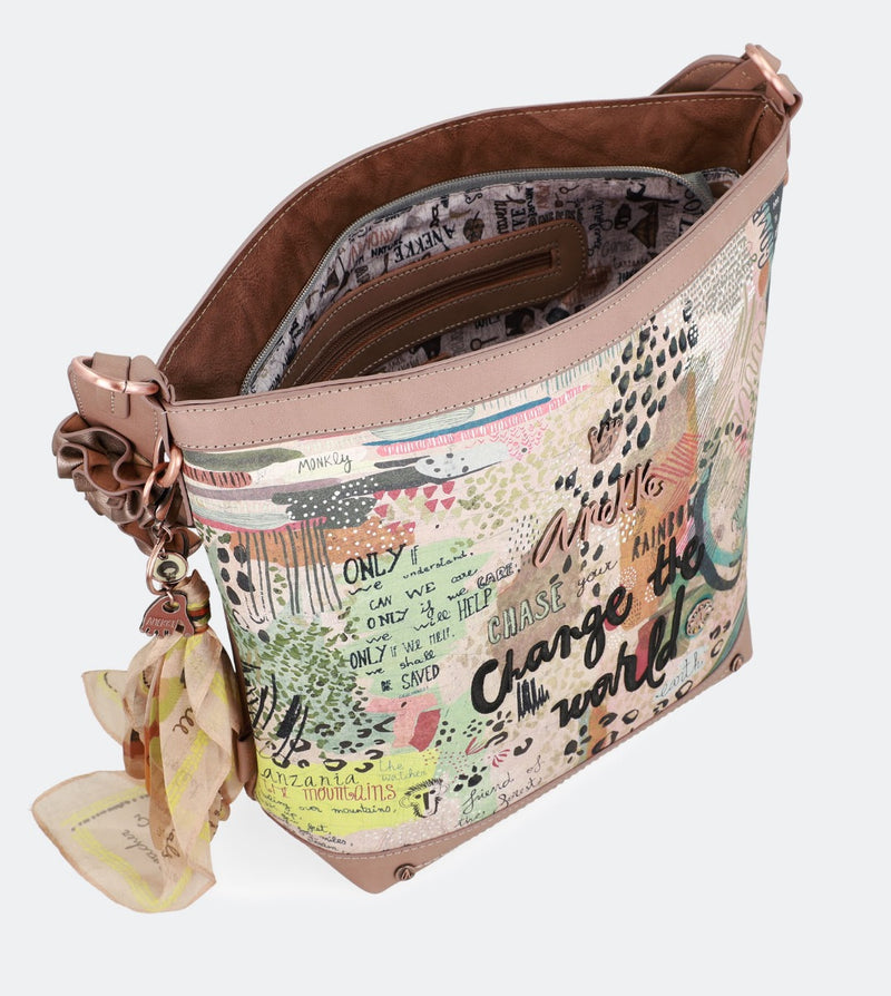 Nature crossbody bag with a floral strap