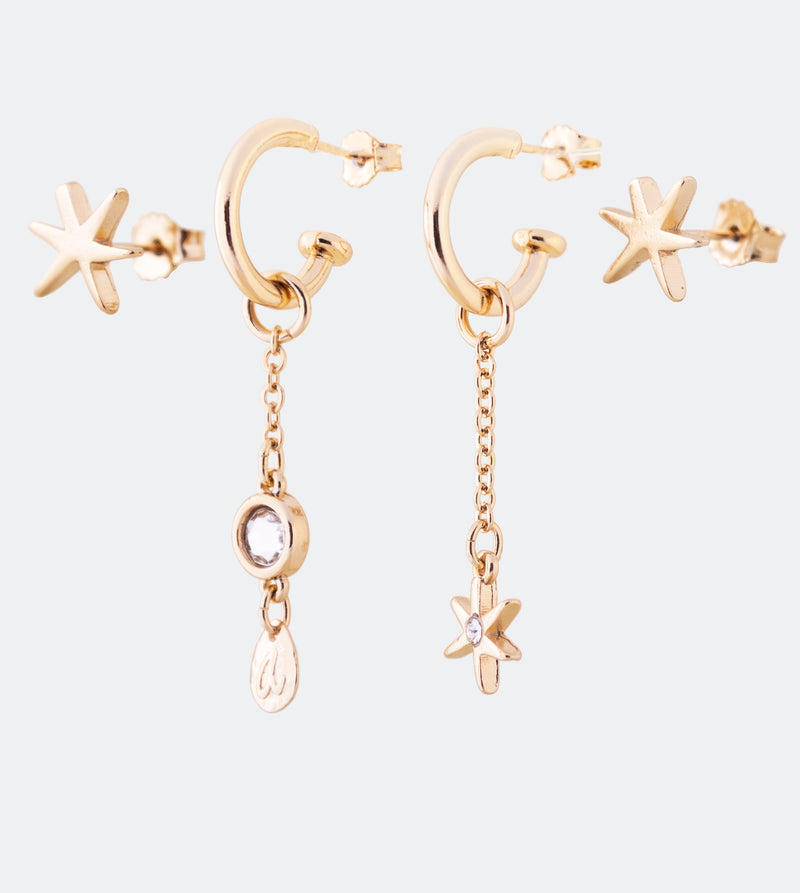 Long/short golden Star earrings