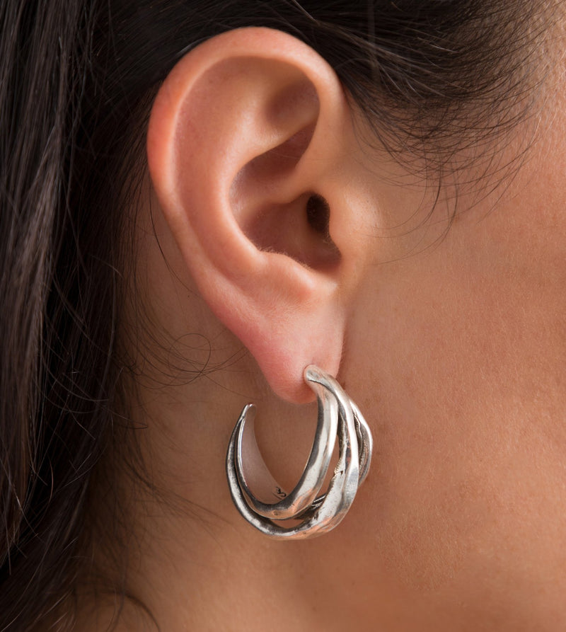 Silver plated hoop earrings Rune