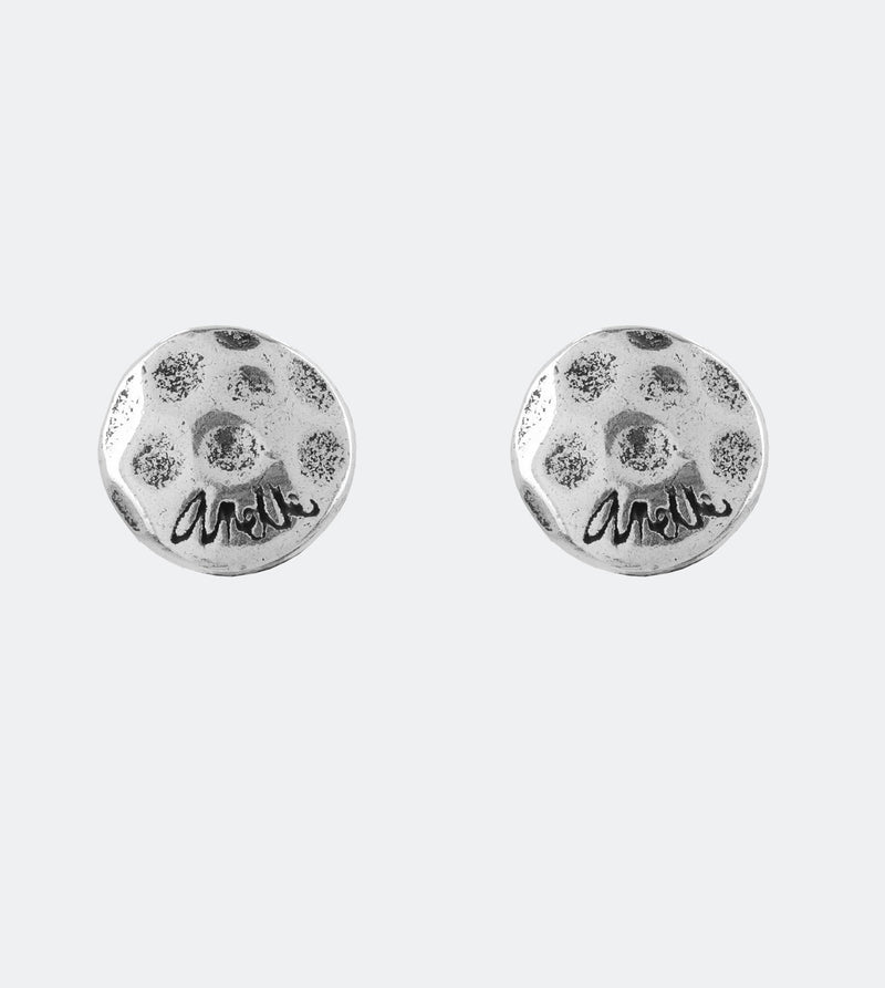 Silver plated button earrings