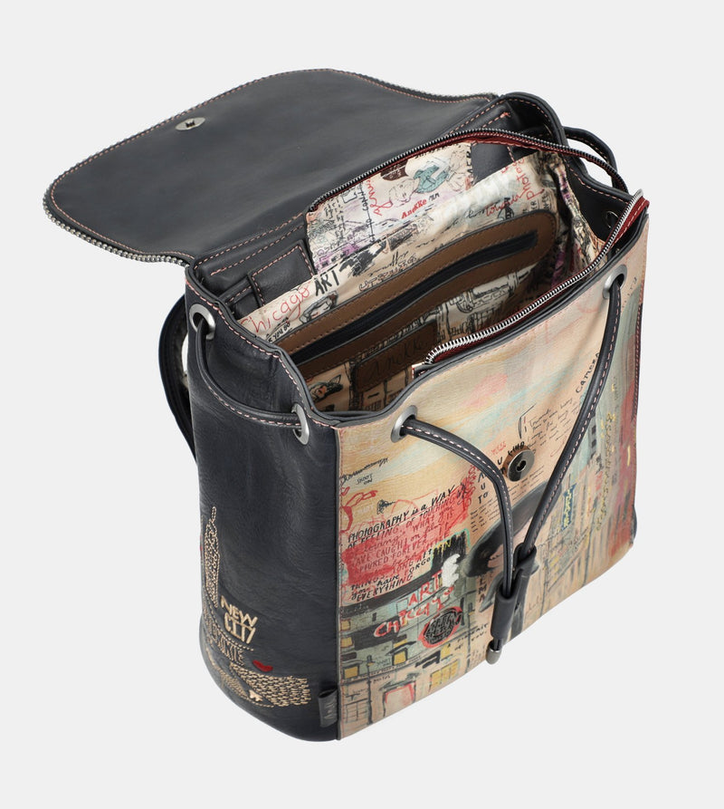 City Art backpack with a flap