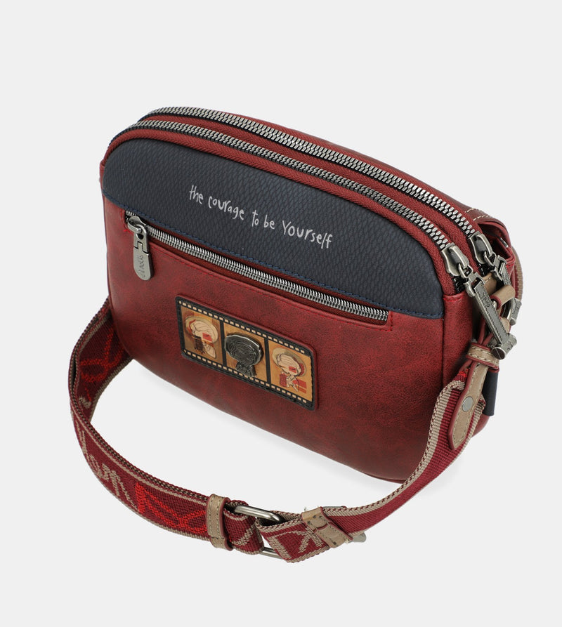 City Art triple compartment crossbody bag with a flap