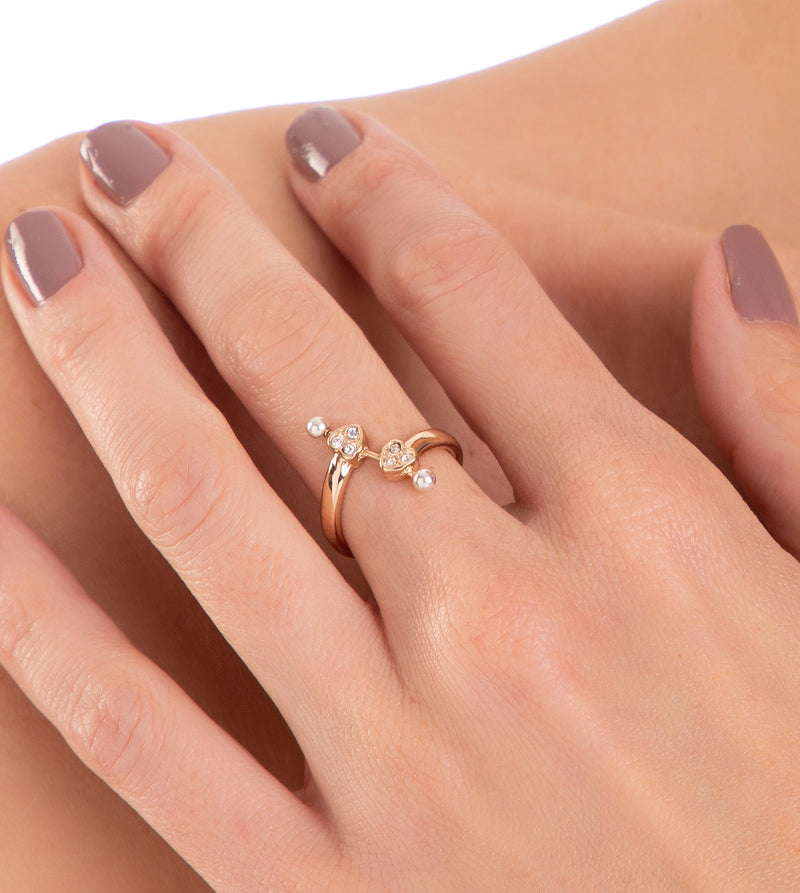 Gold plated hearts ring
