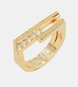 Ring with golden rhinestones
