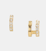 Gold plated small earrings with rhinestones