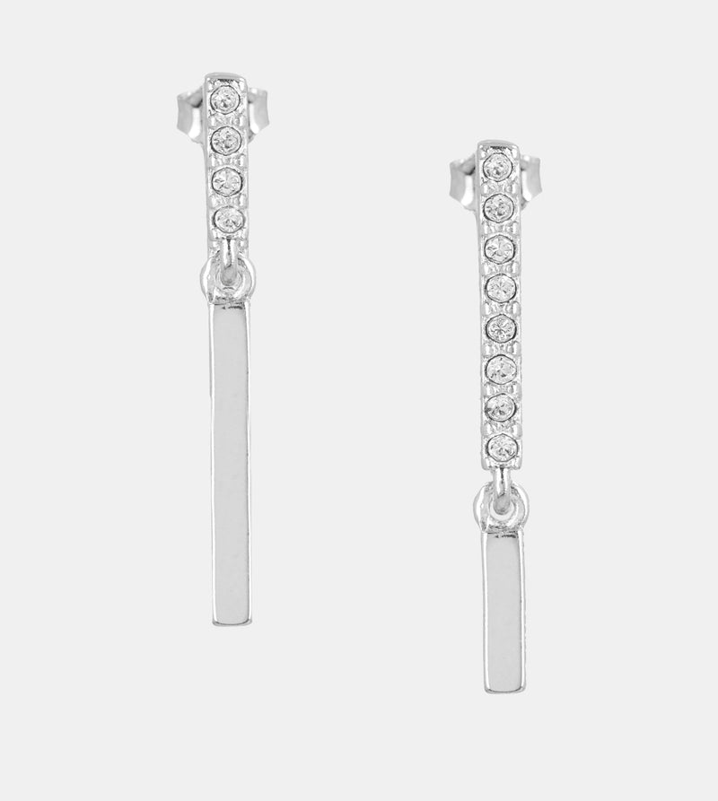 Long earrings with silver plated rhinestones