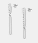 Long earrings with silver plated rhinestones