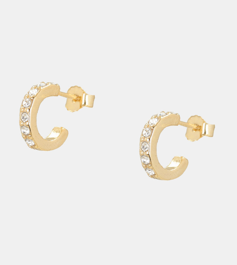 Gold plated hoops with rhinestones