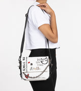 Energy white shoulder bag with flap
