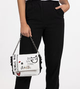 Energy white shoulder bag with flap