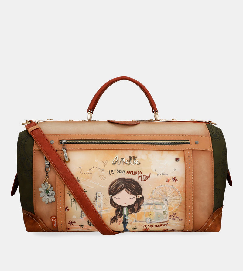 Peace & Love camel travel bag