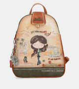 Peace & Love camel triple compartment backpack