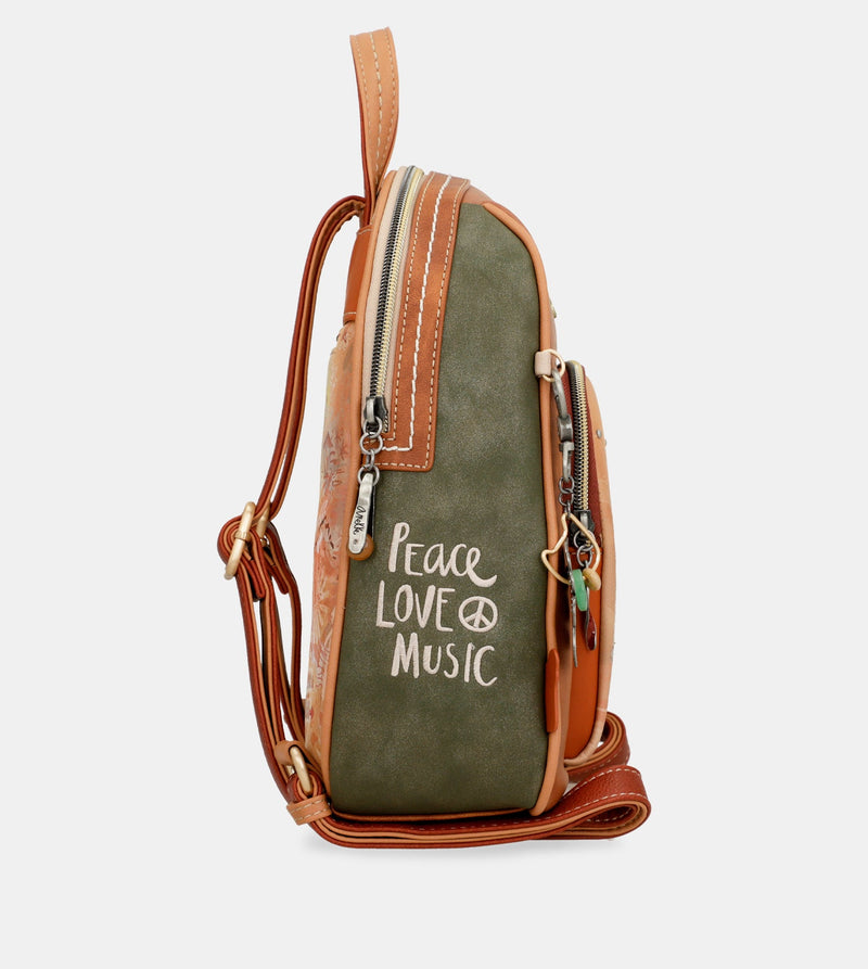Peace & Love camel medium backpack