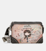 Peace & Love pink 2-compartment crossbody bag