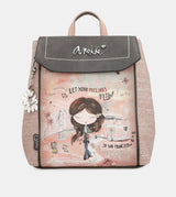 Peace & Love pink backpack with flap