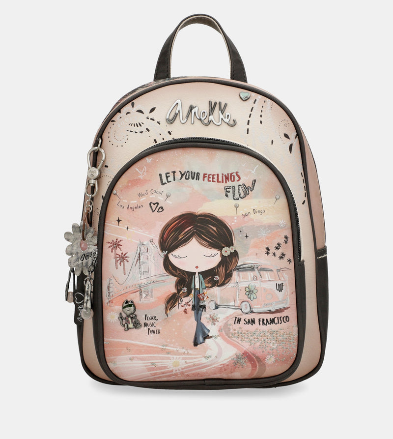 Peace & Love pink medium backpack