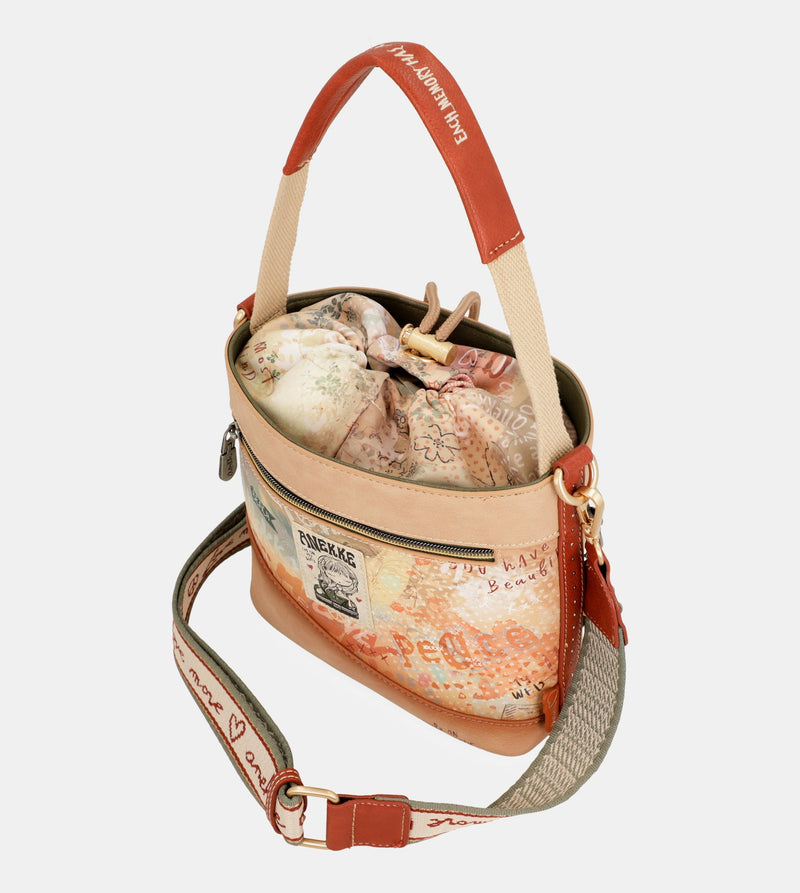 Flowers crossbody bag with rope closure