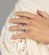 Silver double band Star ring