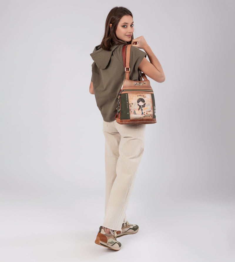 Anekke Peace & Love camel anti-theft backpack
