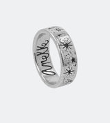 Wide silver Constellation ring