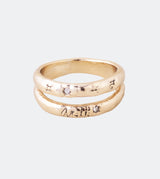 Golden double band Star ring