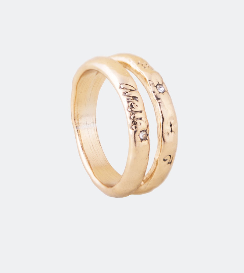 Golden double band Star ring