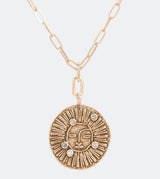 Sun pendant with an adjustable golden chain